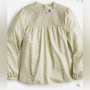 Jcrew Women’s Smocked Button Back Top In Liberty Capel Floral Size Small Green